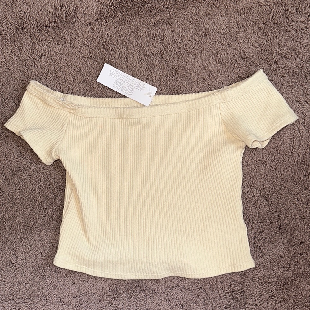 Women’s Urban Outfitters Cream Off the Shoulder Crop Top